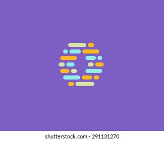 Abstract letter O logo design template.  Dynamic, code vector unusual font. Universal fast moving dots, atoms, blocks, color symbol. 