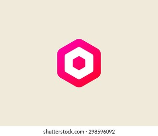 Abstract letter O logo design template. Colorful creative hexagon sign. Universal vector icon.