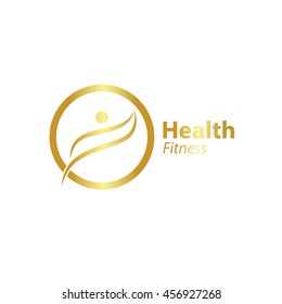 Plantilla de diseño de logotipo de letra O Abstractas con logotipo de salud y fitness dorado