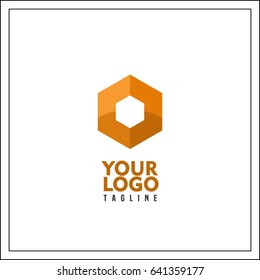 Abstract letter O logo design template. Colorful creative hexagon sign. Universal vector icon. Orange hexagon branding identity