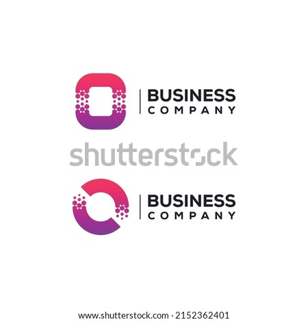 Abstract Letter O Logo design with Pixels Hexagon Shape for Technology and Digital Business Company
