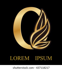 Abstract letter o  logo design,beauty industry and fashion logo.cosmetics business, natural,spa salons.gold nature logo abstract design and leaf