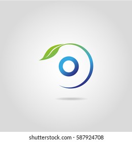 Abstract letter o logo icon template design with leave on white background