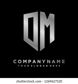 Abstract letter O M shield logo design template