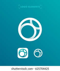 Abstract letter O origami style logo template. Circle application icon