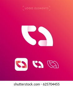 Abstract letter O origami style logo template. Two parts application icon