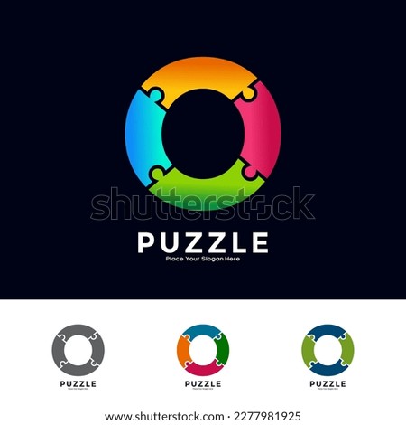 Abstract letter O puzzle pieces colorful vector logo design. Suitable for business, education, game, sticker and template