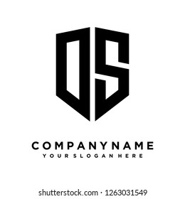 Abstract letter O S shield logo design template