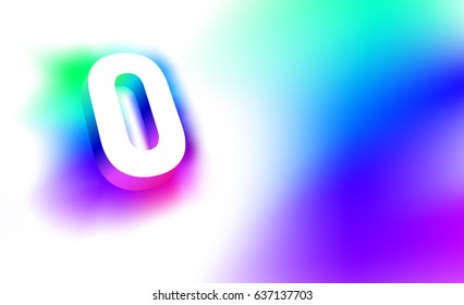 Abstract Letter O. Template of creative glow 3D logo corporate identity of company or brand name letter O. White letter abstract, multicolored, gradient, blurred background. Graphic design elements.