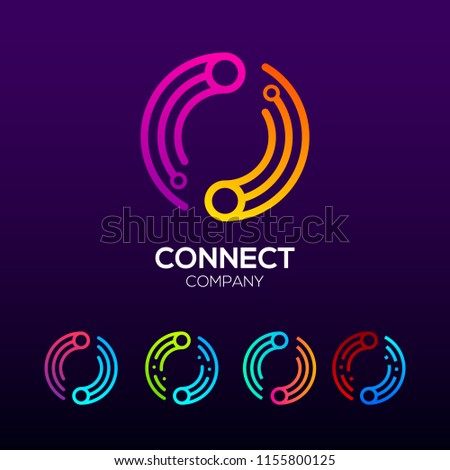 Abstract Letter O with Three lines, Circle and Square shape, Dots Connection logotype ,Fast Speed, Link, Digital and Technology for your Corporate identity