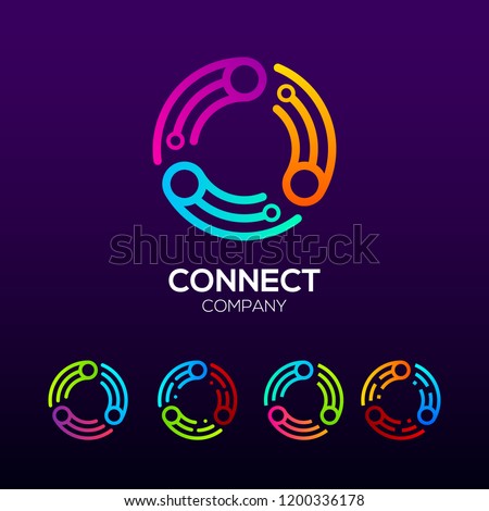 Abstract Letter O with Three lines and Three Round Loop, Circle and Square shape, Dots Connection logotype ,Fast Speed, Link, Digital and Technology for your Corporate identity