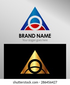 Abstract letter o in triangle shape 