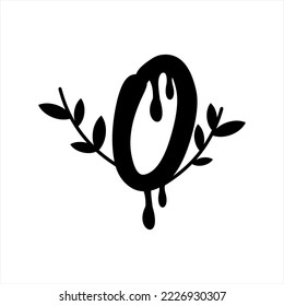 Abstract letter O vector logo design with leaves and honey drops. The logo can be used for food and catering businesses