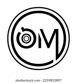Abstract letter OM logo in a round shape, circle. Illustration, Design, Vector.