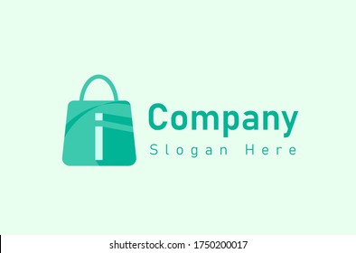 Abstract letter i on shopping bag, Abstract shopping logo. Online shop logo design