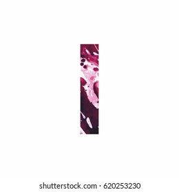 Abstract letter I on a white background in the form of stains of paint. Reminiscent of marble