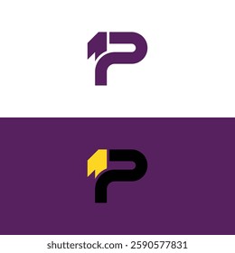 Abstract letter P, 1P initial, one piece, 1 piece minimal clean modern vector