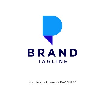 Abstract Letter P Blue Line Logo. Flat Vector Logo Design Template Element

