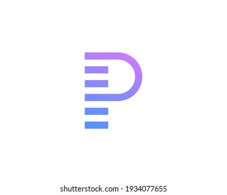 Letra abstracta P de líneas de gradiente brillantes, rayas. Plantilla de diseño de logotipo de icono de aplicación. Diseño del logotipo del icono del vector.