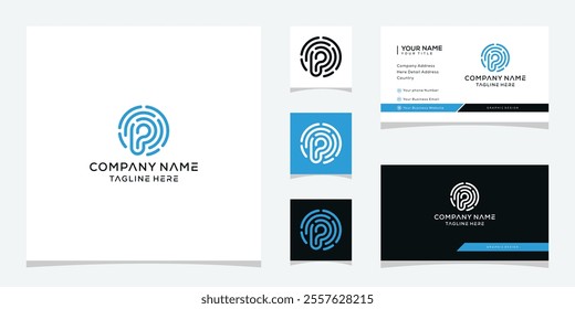abstract letter P connection digital technology logo design, business card graphic vector template