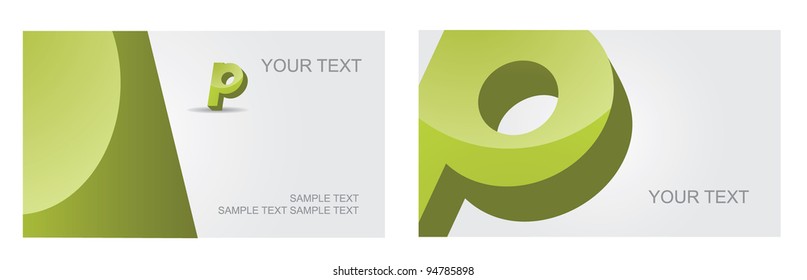 Abstract Letter P Icon Symbol Business Card Set EPS 8 vector, grouped for easy editing. No open shapes or paths.