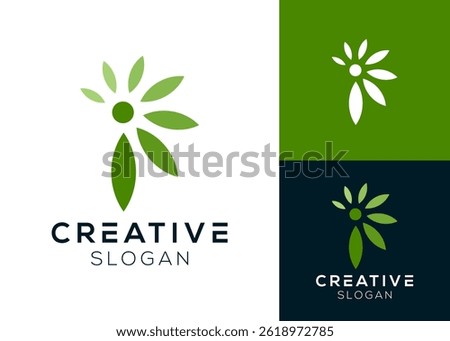 Abstract letter P with leaves or petals logo design for nature and wellness
