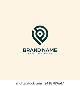 Letra abstracta P y ubicación. Elemento de plantilla de diseño de logotipo de vector plano.
