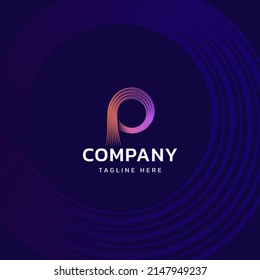 abstract letter p logo colorful line stroke