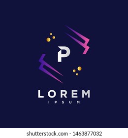 Abstract letter P logo design template. purple and blue Color. creative sign. Universal vector icon.