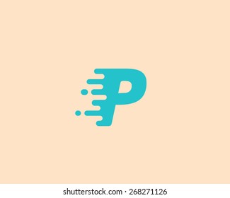 Abstract letter P logo design template.  Dynamic vector unusual font. Universal fast speed fire moving water quick energy drop icon.