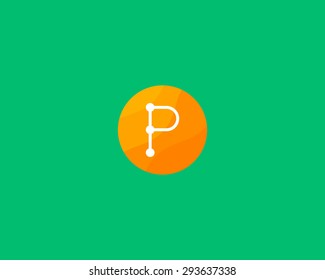 Abstract letter P logo design template. Dot, line, color creative sign. Universal vector icon.