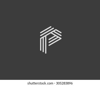 Abstract Letter P logo design template. Line vector symbol. Premium elegant sign mark icon