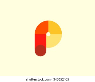 Plantilla Abstractas del diseño del logotipo de la letra P. Signo creativo moderno colorido. Icono de Vector universal.