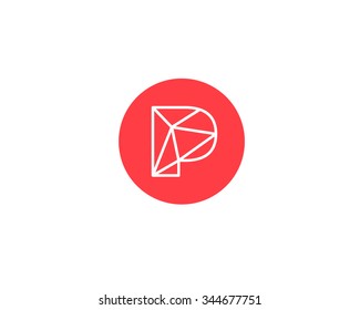 Abstract letter P logo design template. Structure simple line sign. ?ontact, business, medicine, development, mobile app vector symbol icon. 