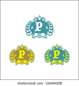 Abstract letter P logo design template with Ears of Wheat,Rice,Vector Illustration