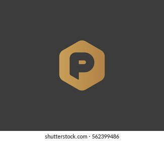 Abstract letter P logo design template. Creative hexagon sign mark. Universal vector icon logotype.