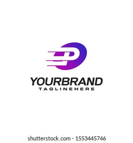 Abstract letter P logo with fast speed lines fast speed moving delivery concept design