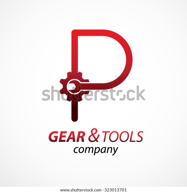 Abstract letter P logo Gear and wrench\
industrial service logo template icon vector design,Corporate\
logotype for production or service and maintenance business.\
Network computers\
application