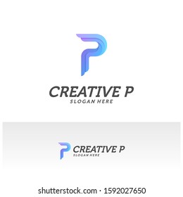 
Abstract letter P logo icon for corporate identity design isolated, Creative P logo design template vector