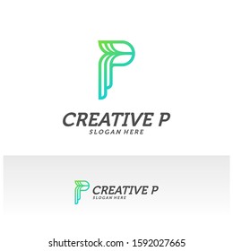 
Abstract letter P logo icon for corporate identity design isolated, Creative P logo design template vector