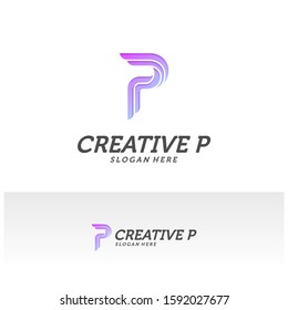 
Abstract letter P logo icon for corporate identity design isolated, Creative P logo design template vector