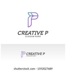 
Abstract letter P logo icon for corporate identity design isolated, Creative P logo design template vector