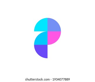 Letra abstracta icono del logotipo P diseño moderno estilo mínimo. Logo creativo de formas geométricas de corte. Logotipo de marca de símbolo del emblema del vector universal.