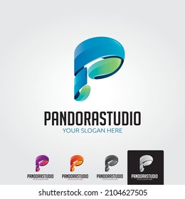 Abstract letter P logo icon set for corporate identity design isolated on white background