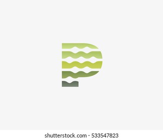 Abstract letter P logo icon vector design. Universal colorful biotechnology molecule atom dna chip symbol. Medicine, science, technology, laboratory, electronics logotype.