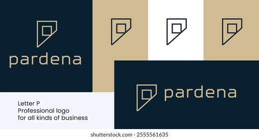 Abstract Letter P Logo - Monogram with Window Shape and Flat Squarish Design