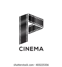 Abstract letter P logo for negative videotape film production