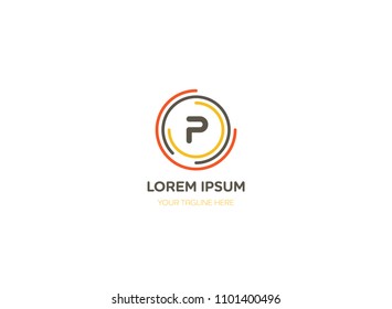 Abstract letter P logo vector design. Icon technology and circle concept template.