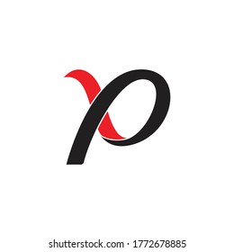 abstract letter p motion 3d ribbon vector fit for logo product