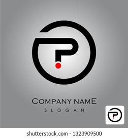 abstract letter P OP vector logo circle